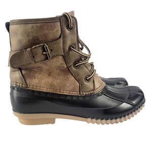 Maurices Women's Whitney Brown Round‎ Toe Lace-Up Ankle Strap Snow Boots Size 8